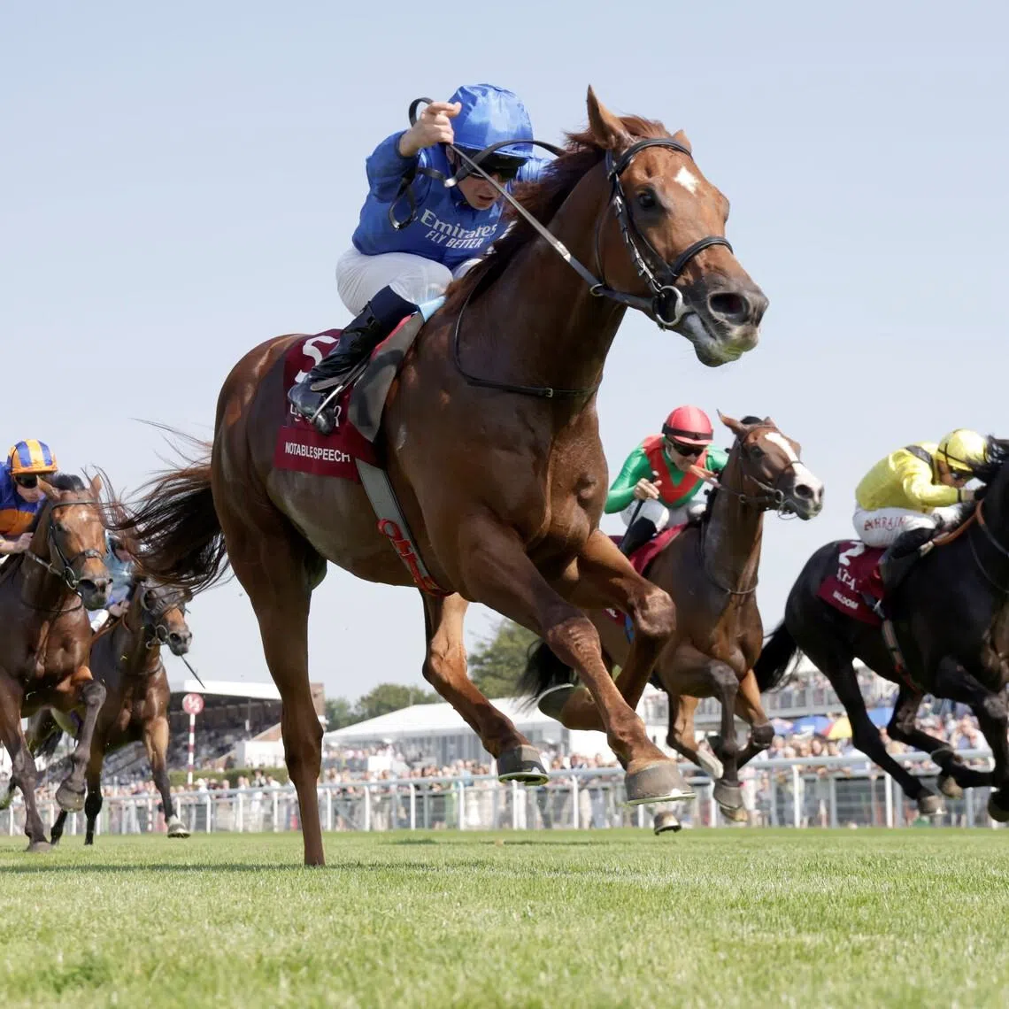 Notable Speech (William Buick) winning the Group 1 Sussex Stakes (1,600m) at Goodwood on July 24, 2024.
Photo by Arena Racing Company