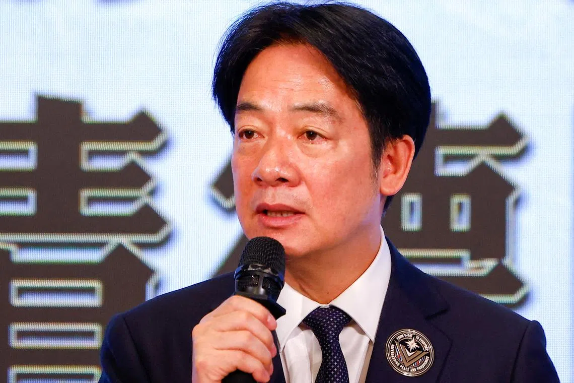 FILE PHOTO: Taiwan President Lai Ching-te delivers a speech on anniversary of the end of World War Two in Europe in Taipei, Taiwan May 8, 2025. REUTERS/Ann Wang/File Photo