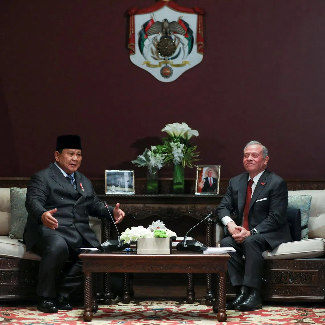 Indonesian President Prabowo Subianto (left) meeting Jordan's King Abdullah II in Amman on Feb 25.