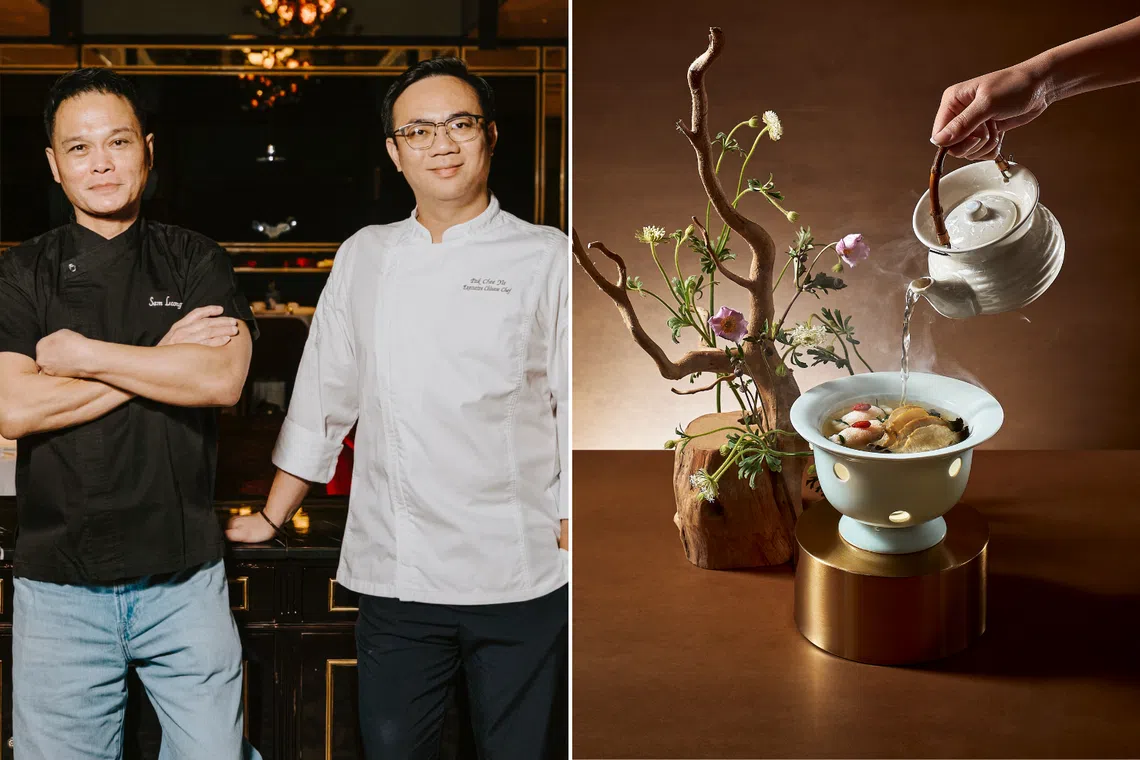 The four-hands experience sees Madame Fan’s chef Pak Chee Yit (right) reunite with his former mentor Sam Leong.