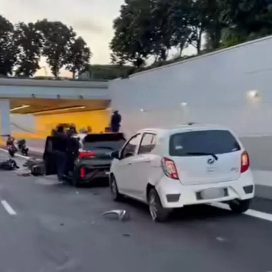 The accident occurred along the AYE, after Tuas Checkpoint, blocking one of three lanes.