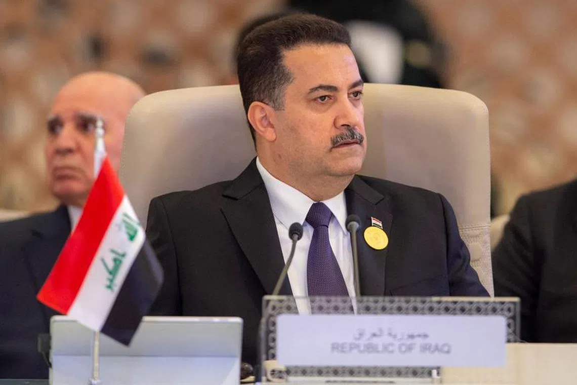 FILE PHOTO: Iraqi Prime Minister Mohammed Shia al-Sudani, attends the Arab League Summit in Jeddah, Saudi Arabia, May 19, 2023. Iraqi Prime Minister Media Office/Handout via REUTERS/file photo