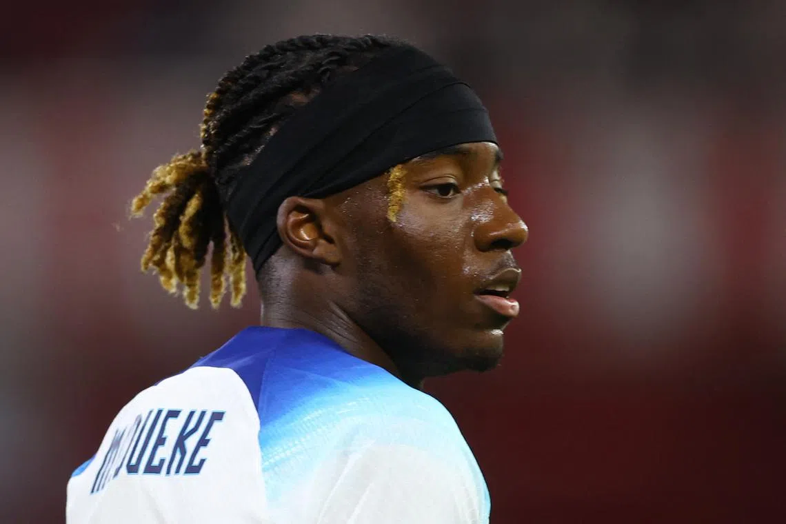 FILE PHOTO: Soccer Football - European Under-21 Championship Qualifying - Group F - England v Serbia - The City Ground, Nottingham, Britain - October 12, 2023 England's Noni Madueke Action Images via Reuters/Lee Smith