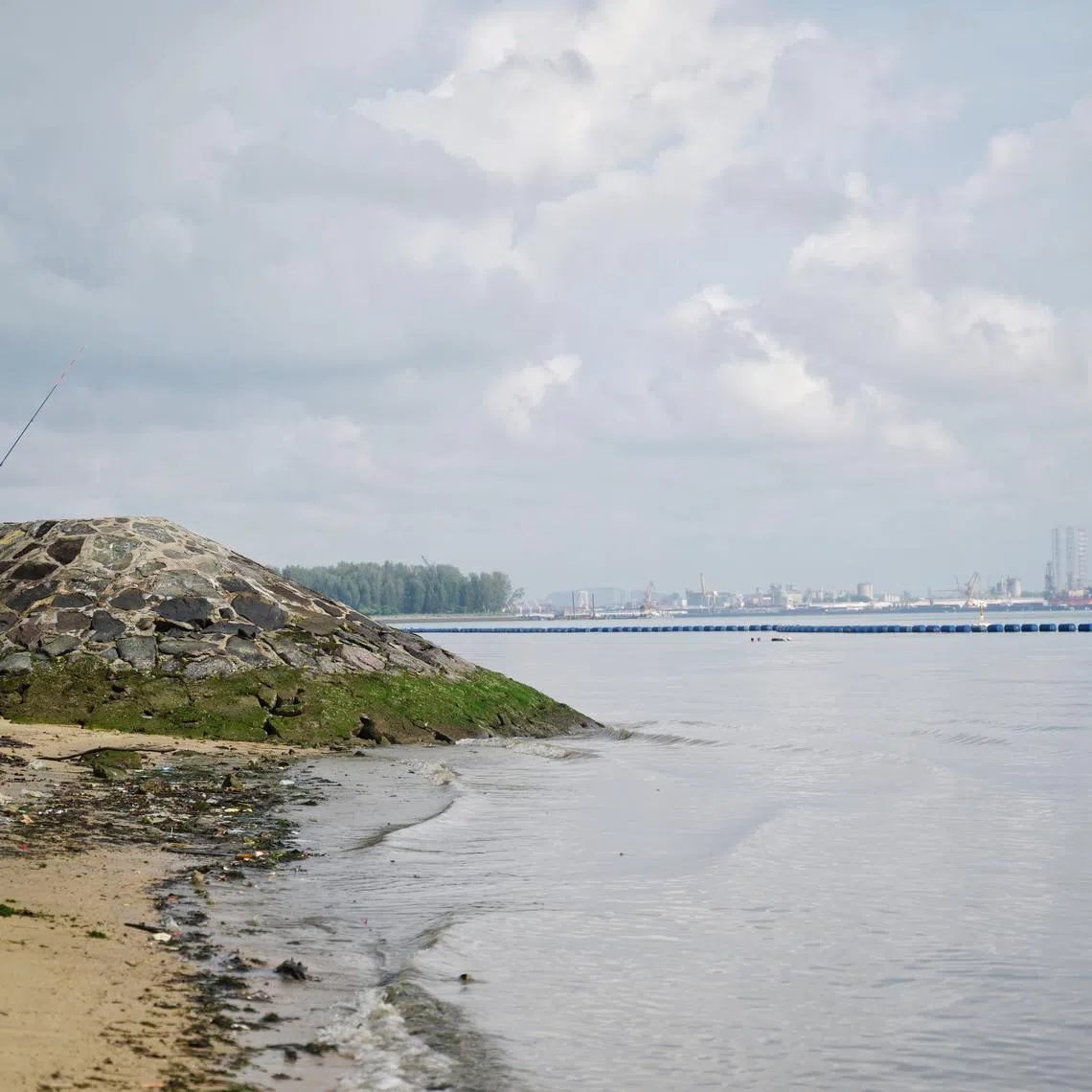A man fishing at Pasir Ris Beach on April 4. NEA said on April 15 that the water quality at Pasir Ris Beach is now back to normal.