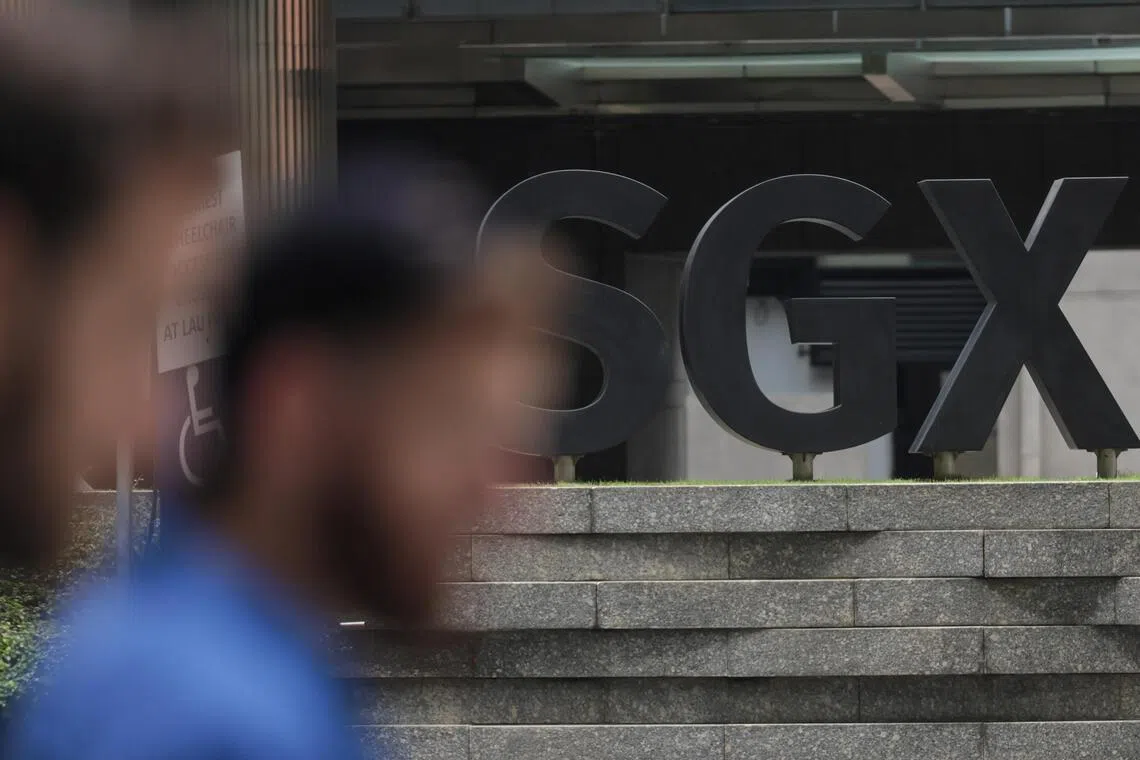 ST20250116_202592800329: Gin Tay/ pixgeneric/
Generic photo of SGX logo, Jan 16, 2025.
Can use for stories on Singapore Exchange, securities, investment, CDP, investor, reits, EFT, inflation, economy, trading, trader, 