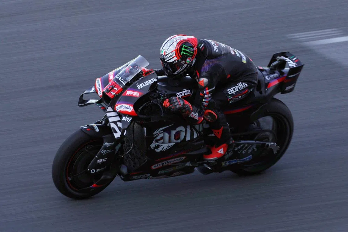 MotoGP - Thailand Grand Prix - Chang International Circuit, Buriram, Thailand - March 1, 2026 Aprilia Racing's Marco Bezzecchi in action during the MotoGP race REUTERS/Athit Perawongmetha