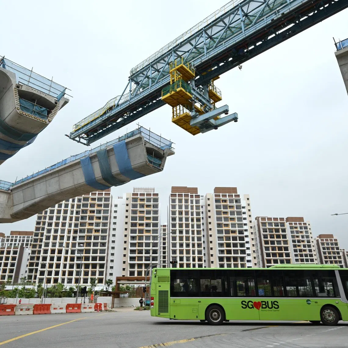 The Jurong Regional Line under construction along Plantation Crescent in Tengah on March 5.