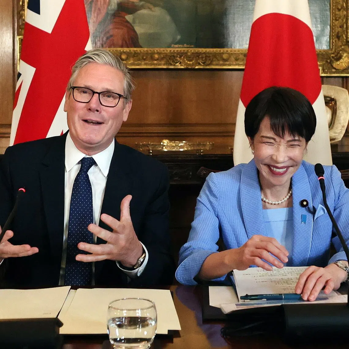 British Prime Minister Keir Starmer meeting his Japanese counterpart Sanae Takaichi in London on June 14.