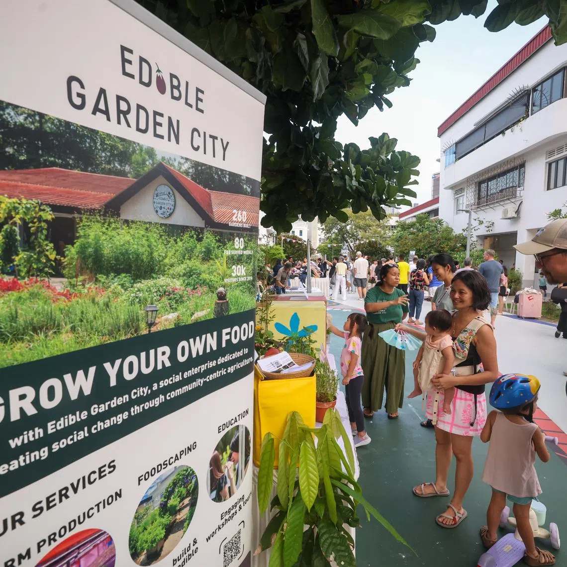 The inaugural Climate Action Day, held on Eng Hoon Street, featured nine vendors, including household products start-up Ecoworks.