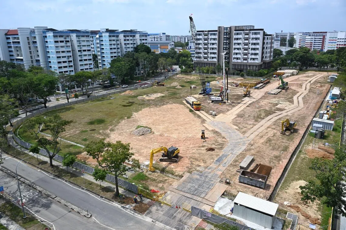 Construction of an upcoming 284-unit public housing project in Tampines Street 22.