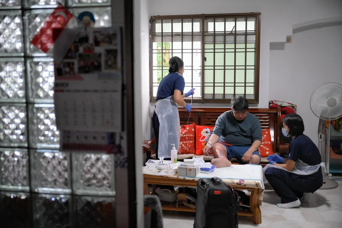 Mr Ong Jia Rong, who was diagnosed with severe bullous cellulitis, would have needed to remain in the hospital for about 10 days, but after two days, he opted for NUHS@Home.