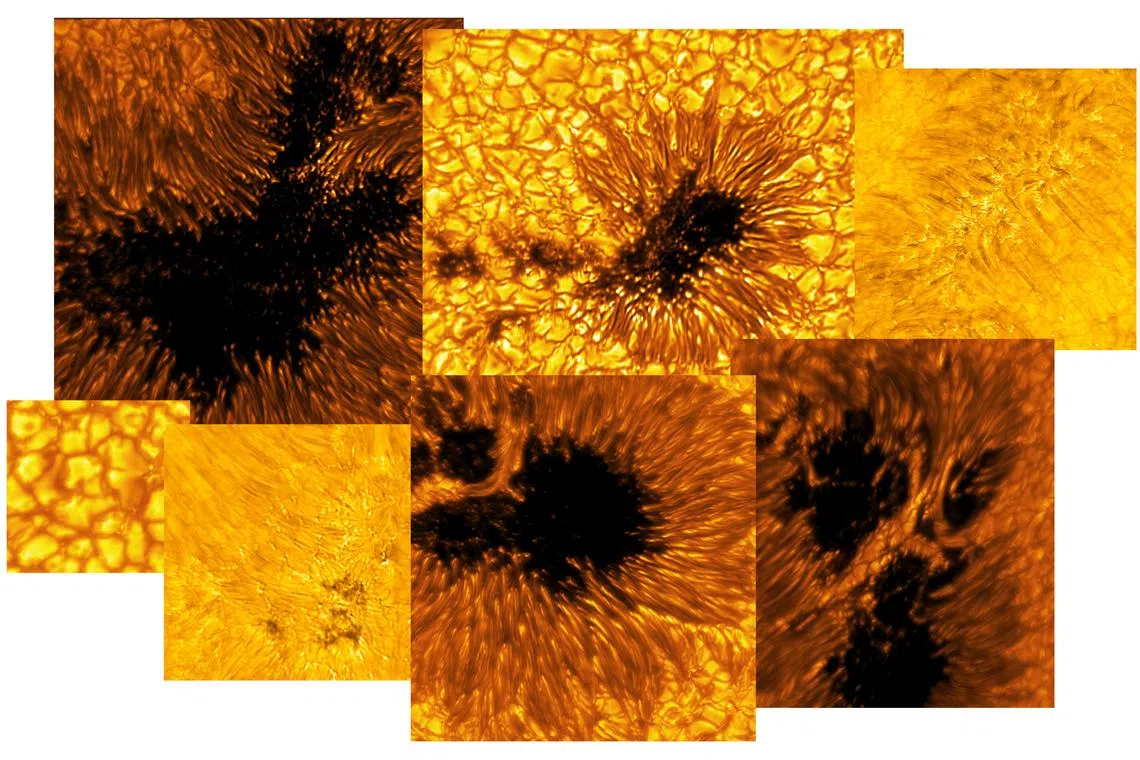 A mosaic of new solar images produced by the Inouye Solar Telescope in Hawaii, the world's largest solar observatory.