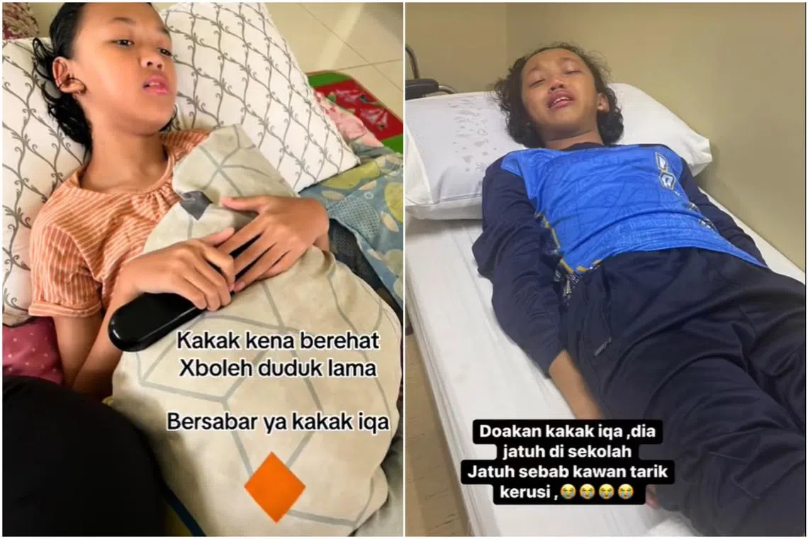 The girl’s mother took to TikTok to highlight that her child known as Iqa fell after a friend pulled her chair away.