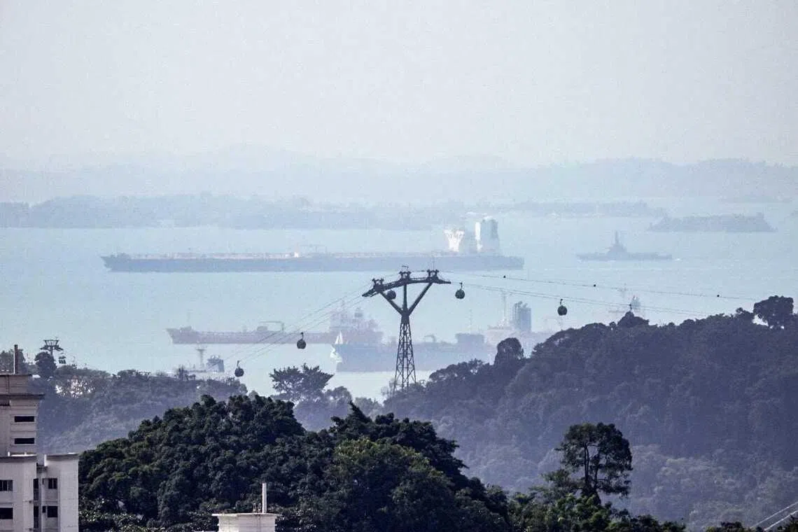 EU sanctioned oil tanker Rcelebra sailing along Sentosa on Feb 3.