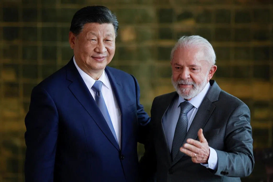FILE PHOTO: China's President Xi Jinping and Brazil's President Luiz Inacio Lula da Silva meet in Brasilia, Brazil November 20, 2024. REUTERS/Adriano Machado/File photo