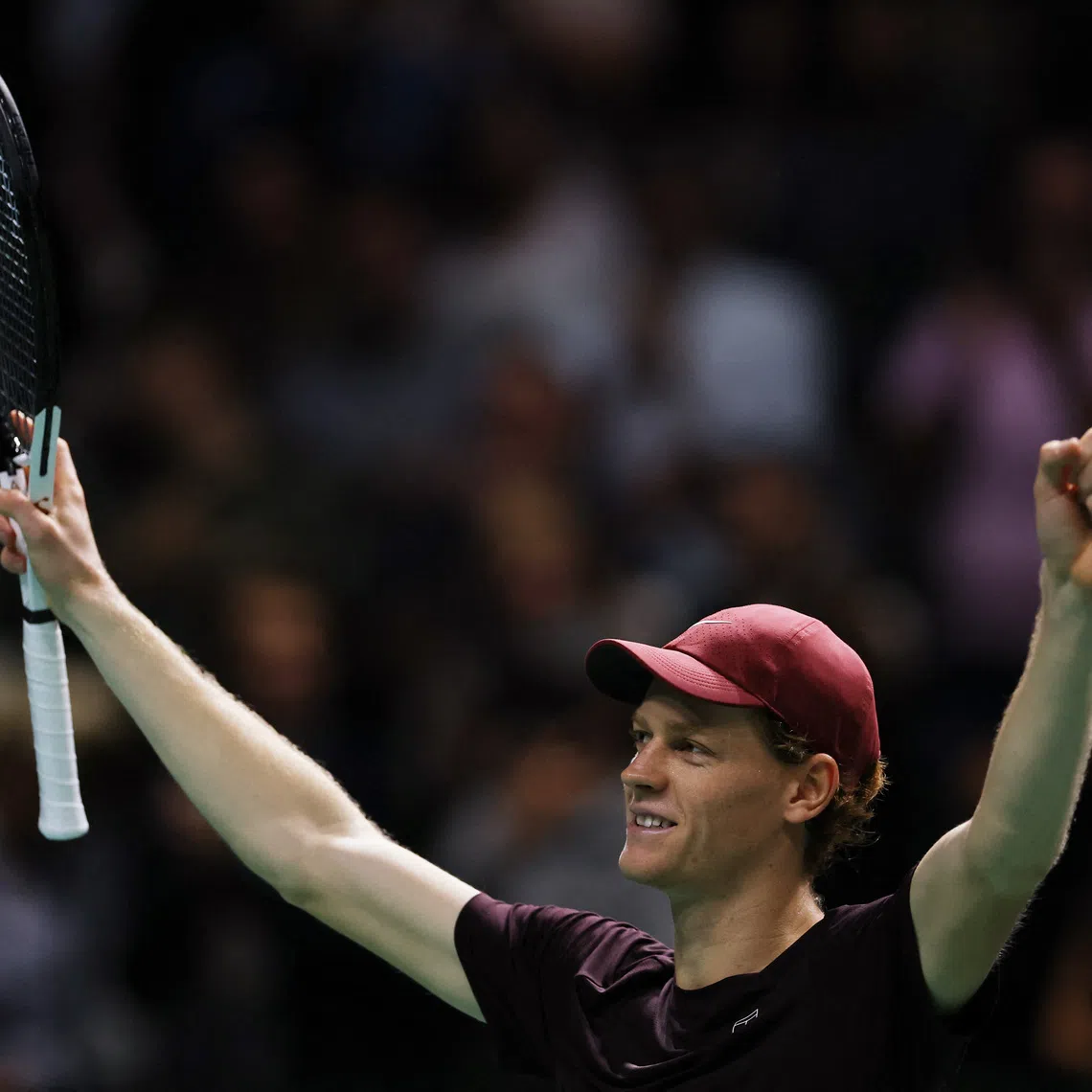 Tennis - ATP Masters 1000 - Paris Masters - Paris La Defense Arena, Nanterre, France - November 2, 2025 Italy's Jannik Sinner celebrates after winning the final match against Canada's Felix Auger-Aliassime REUTERS/Sarah Meyssonnier