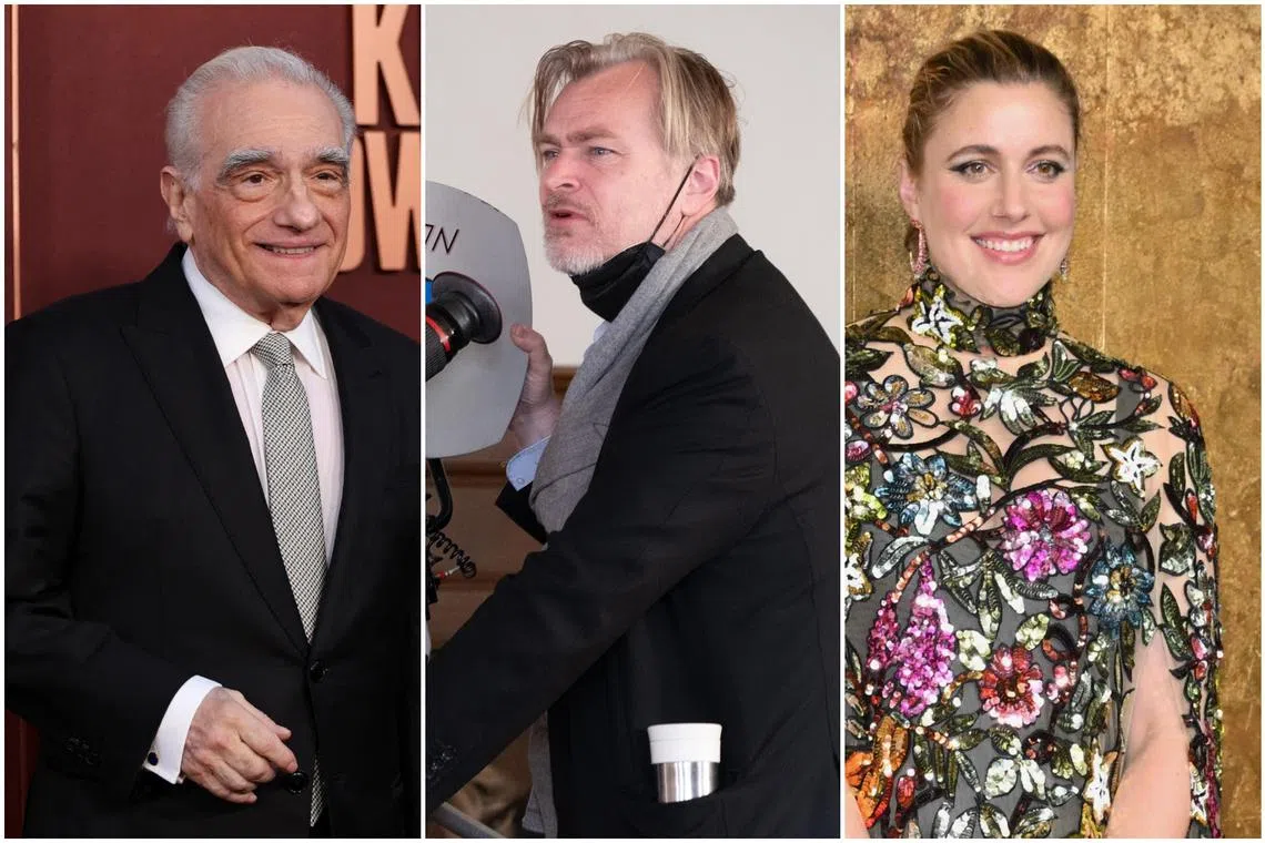 (From left) Martin Scorsese, Christopher Nolan and Greta Gerwig are seen as among the top contenders for the Oscars this year.
