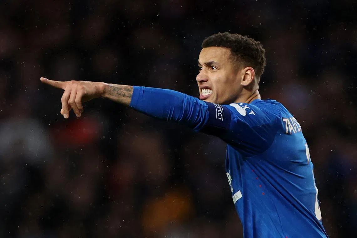 FILE PHOTO: Soccer Football - Europa League - Rangers v Union Saint-Gilloise - Ibrox, Glasgow, Scotland, Britain - January 30, 2025 Rangers' James Tavernier reacts REUTERS/Russell Cheyne/File Photo