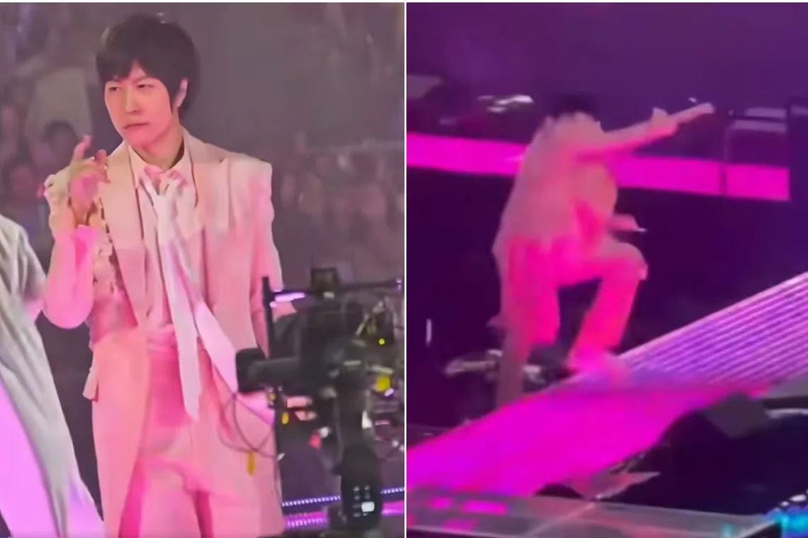 Mayday lead vocalist Ashin was seen in videos on social media to have lost his footing and fell off the stage during a performance. 
