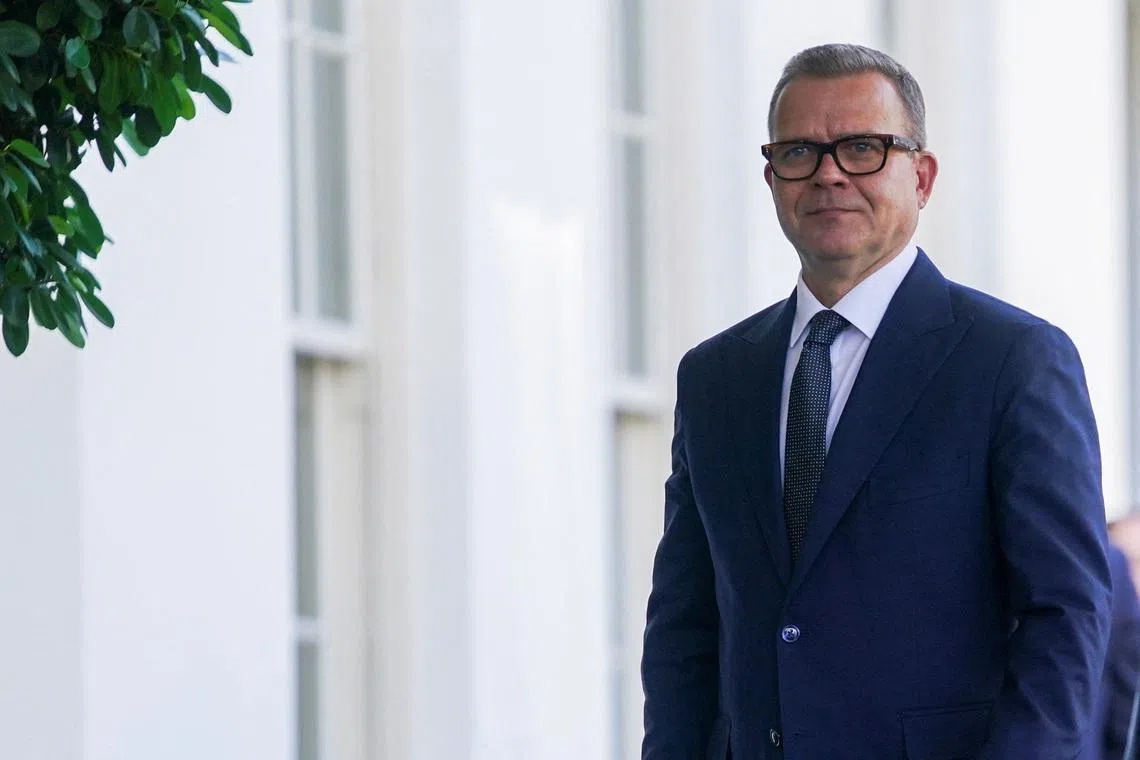 FILE PHOTO: Finland's Prime Minister Petteri Orpo arrives at the White House ahead of a bilateral meeting with Finland's President Alexander Stubb and U.S President Donald Trump in Washington, D.C., U.S., October 9, 2025. REUTERS/Nathan Howard/ File Photo
