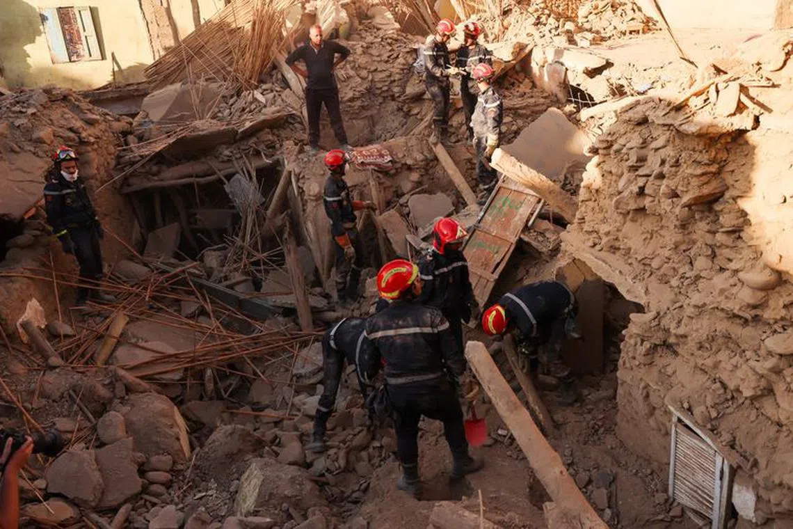 Emergency crews work, in the aftermath of a deadly earthquake, in Amizmiz, Morocco, September 10, 2023. REUTERS/Nacho Doce/File Photo