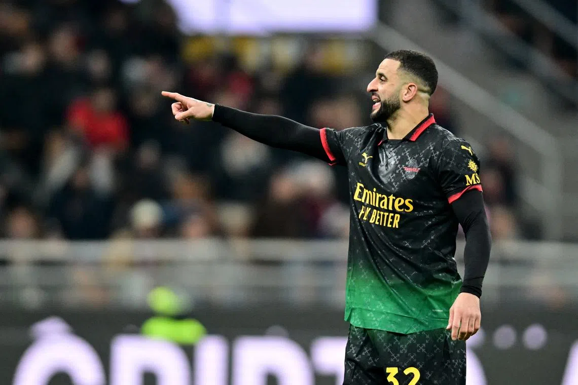 FILE PHOTO: Soccer Football - Serie A - AC Milan v Hellas Verona - San Siro, Milan, Italy - February 15, 2025 AC Milan's Kyle Walker reacts REUTERS/Daniele Mascolo/File Photo