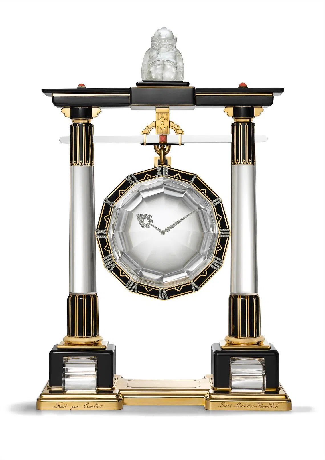 The Cartier Mystery Clock Model A, Cartier’s very first mystery clock design.