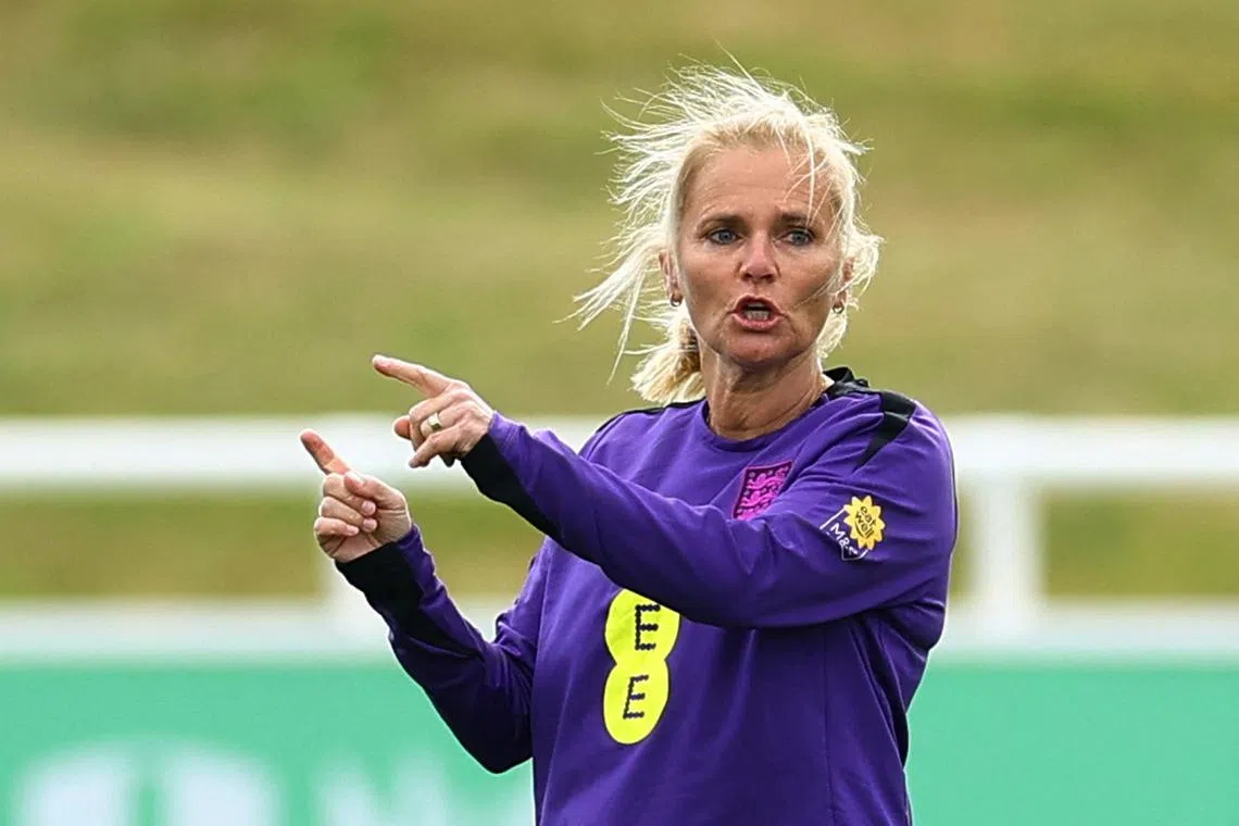 Soccer Football - Women's International Friendly - England Training - St. George's Park, Burton upon Trent, Britain - June 23, 2025  England manager Sarina Wiegman during training Action Images via Reuters/Andrew Boyers