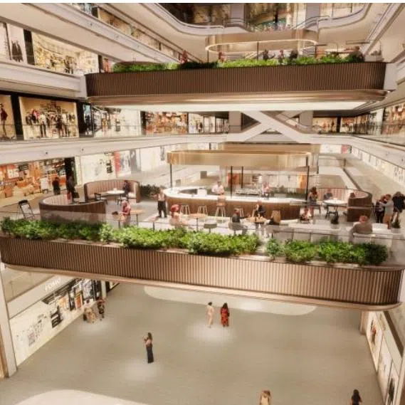 Artist’s impressions of Plaza Singapura’s atrium featuring updated shopfronts and immersive LED display screens.