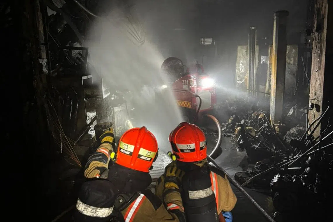 The incident in Defu Lane took place about three hours after a fire in another industrial estate in Eunos.