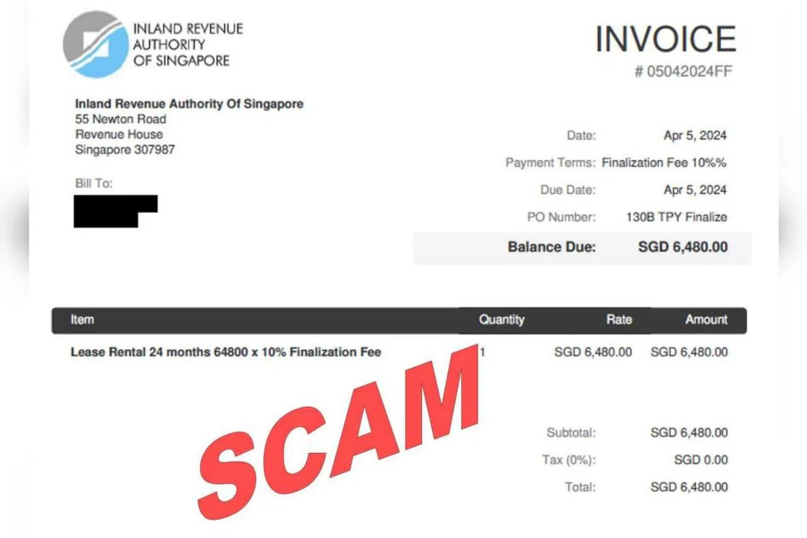 A scam e-mail purporting to be from IRAS. 