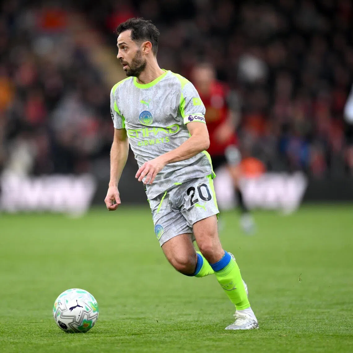 City captain Bernardo Silva in action against Bournemouth on May 19. Silva will leave the Etihad Stadium after nine trophy-laden years when his contract expires at the end of the season.