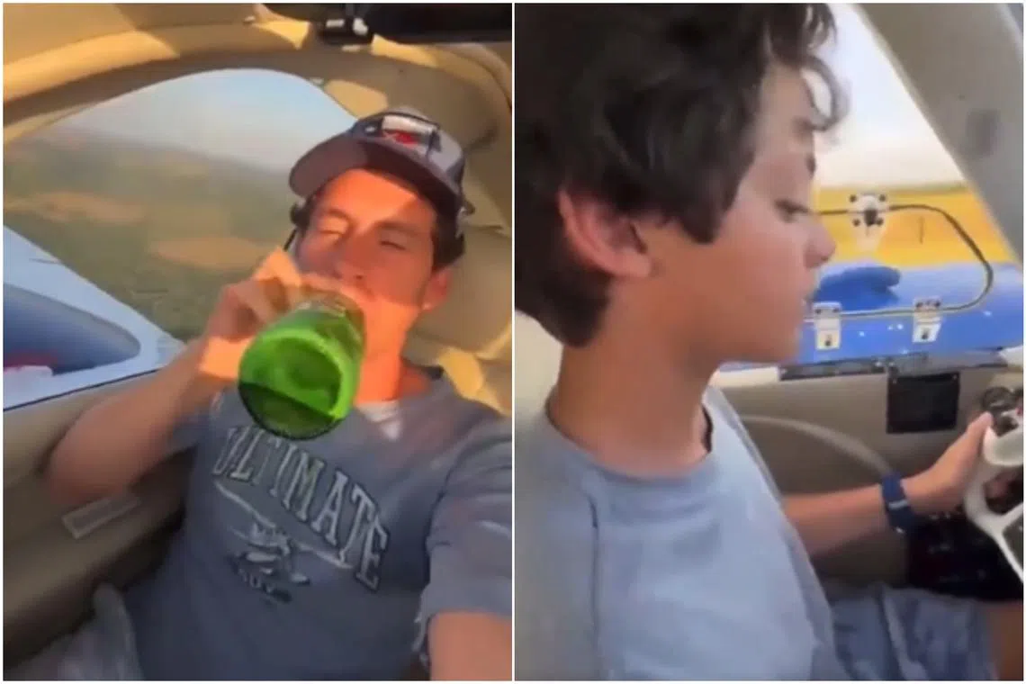 A video circulating on social media shows the boy in control of the plane, with his father giving him instructions from the co-pilot’s seat.