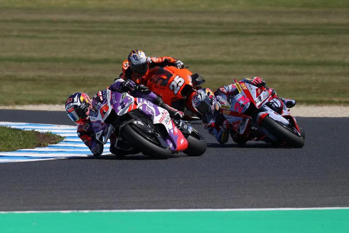 FILE PHOTO: MotoGP - Australian Grand Prix - Phillip Island Grand Prix Circuit, Phillip Island, Australia - October 16, 2022 Pramac Racing's Johann Zarco in action during the MotoGP race REUTERS/Loren Elliott/File Photo
