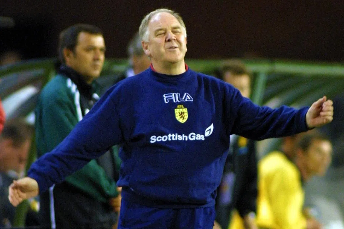 Ex-Scotland coach Craig Brown, seen here in a 2002 World Cup qualifying match, died on Monday at 82.