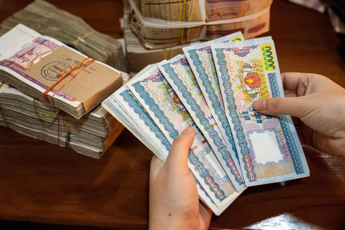 The kyat has been depreciating since Myanmar’s military seized power in 2021 from an elected government, setting off a deadly civil war.