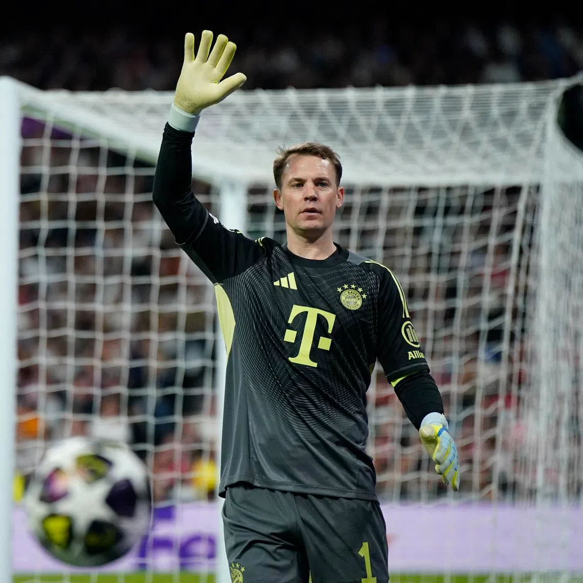 Soccer Football - UEFA Champions League - Quarter Final - First Leg - Real Madrid v Bayern Munich - Santiago Bernabeu, Madrid, Spain - April 7, 2026 Bayern Munich's Manuel Neuer reacts REUTERS/Ana Beltran