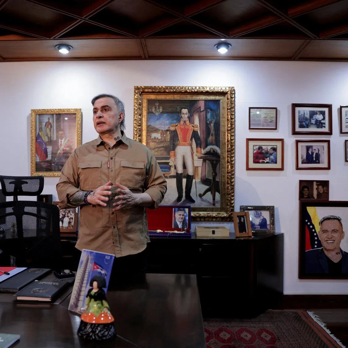 Venezuela's Attorney General Tarek Saab speaks to Reuters during an interview, in Caracas, Venezuela, February 11, 2026. REUTERS/Gaby Oraa