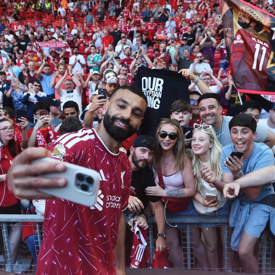Mohamed Salah taking a selfie with fans after playing his last match for Liverpool in May 2026. With 257 goals for Liverpool in 442 appearances, Salah became the club’s third top goalscorer.