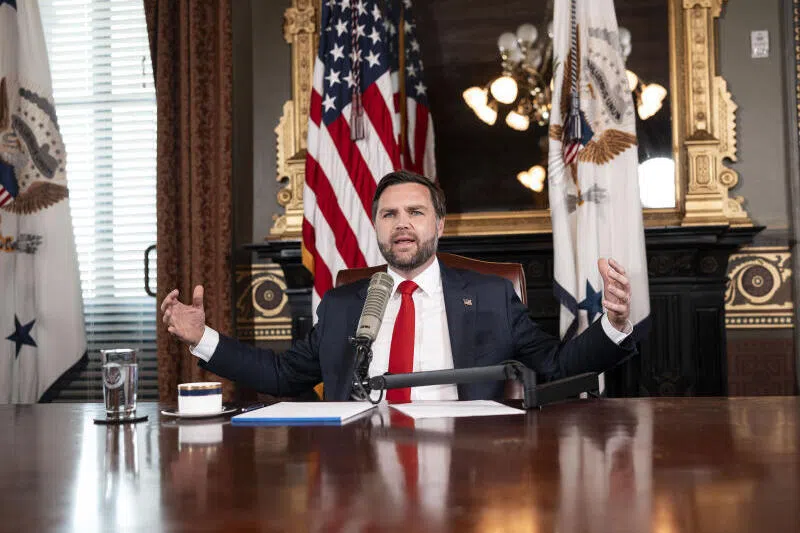 US Vice-President J.D. Vance hosts an episode of The Charlie Kirk Show from the White House in Washington, on Sept 15, 2025.