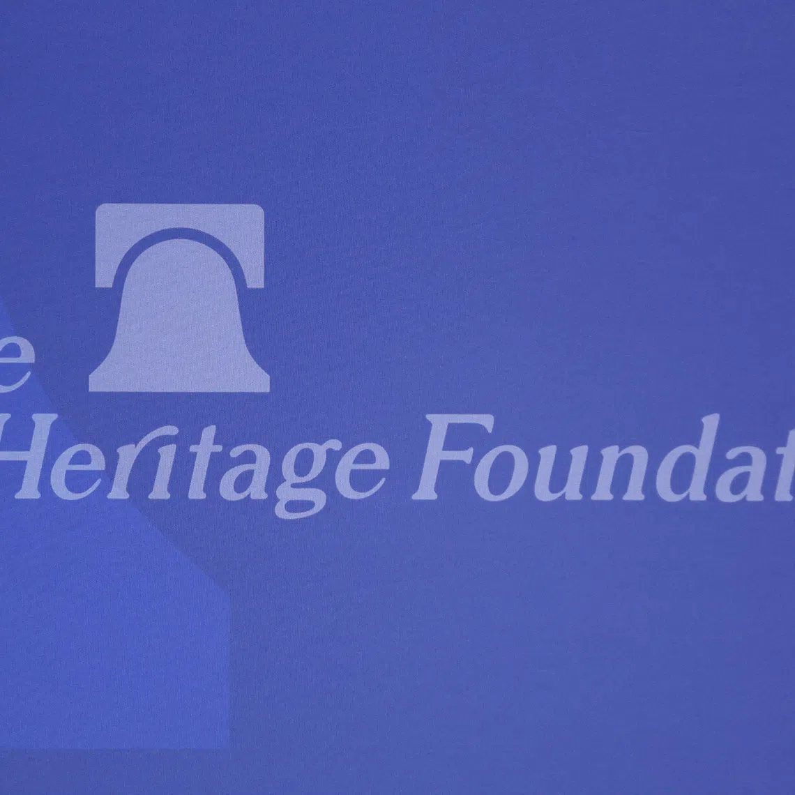 FILE PHOTO: The Heritage Foundation's logo is displayed during the 2025 Joseph Story Distinguished Lecture in Washington, D.C., U.S., October 22, 2025. REUTERS/Kylie Cooper/File Photo