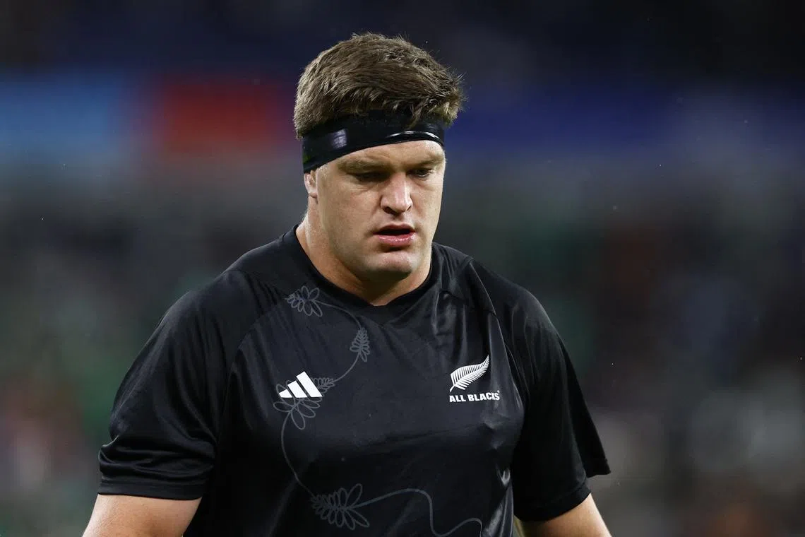 Rugby Union - Rugby World Cup 2023 - Quarter Final - Ireland v New Zealand - Stade de France, Saint-Denis, France - October 14, 2023 New Zealand's Scott Barrett during the warm up before the match REUTERS/Sarah Meyssonnier/File Photo