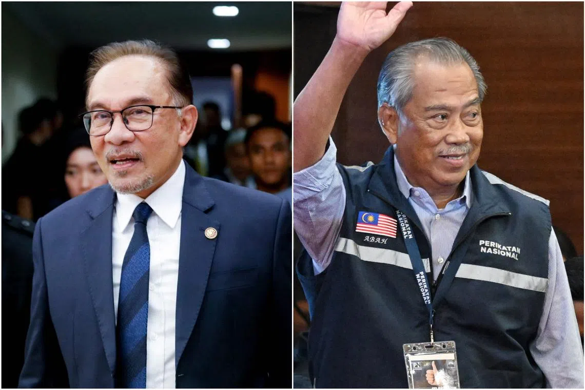 Malaysian PM Anwar Ibrahim (left) is also seeking an injunction to restrain Mr Muhyiddin Yassin from repeating the words.