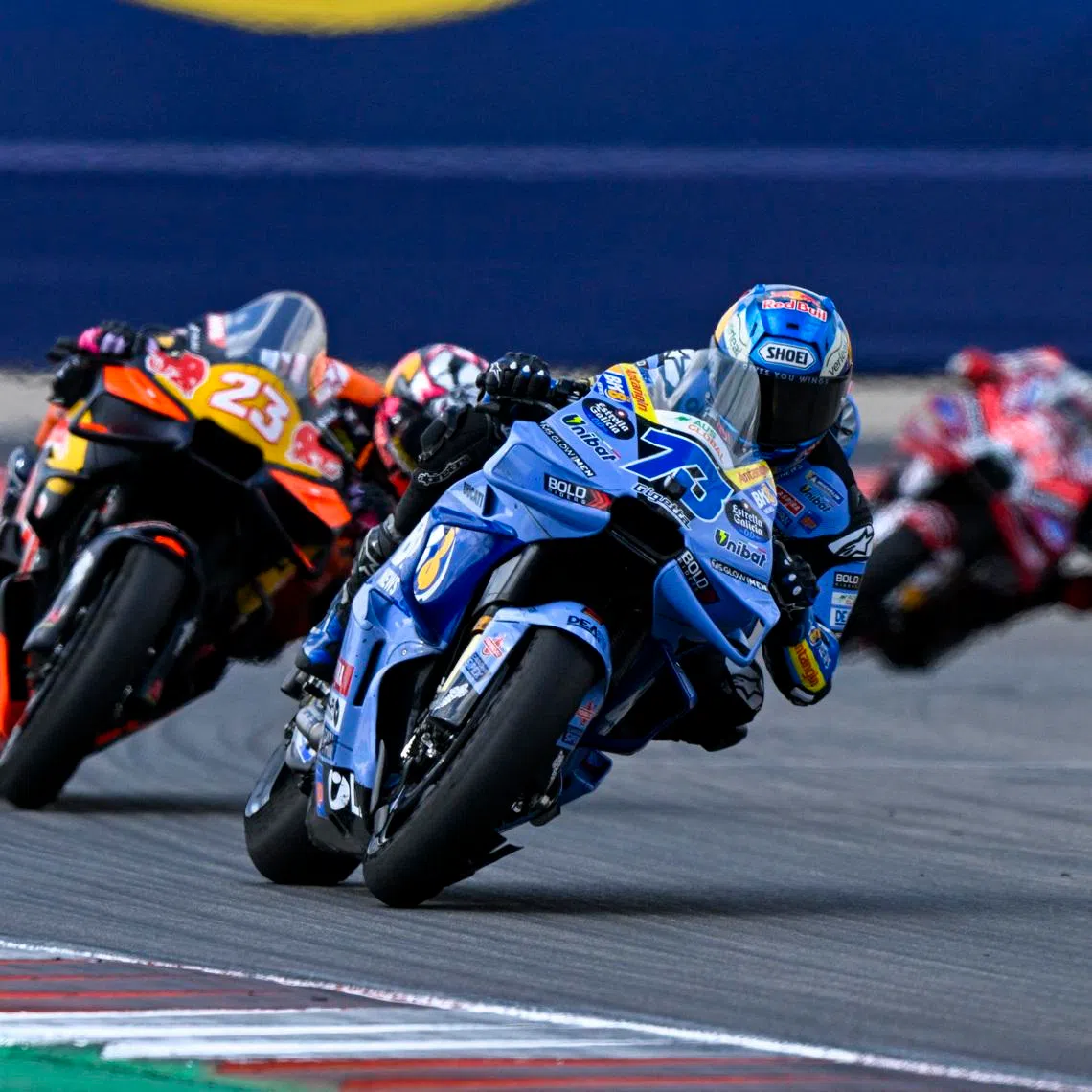 Mar 29, 2026; Austin, TX, USA; Gresini Racing Alex Marquez (73) rides during the 2026 MotoGP Red Bull Grand Prix of the United States at Circuit of The Americas Austin. Mandatory Credit: Jerome Miron-Imagn Images