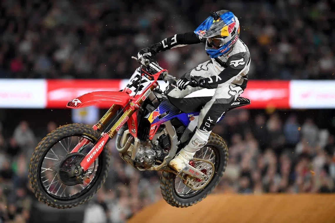2022 World Supercross Championship (WSX) winner Ken Roczen (above) is set to be among those who will be racing at the inaugural WSX Singapore Grand Prix at the National Stadium on Sept 30.