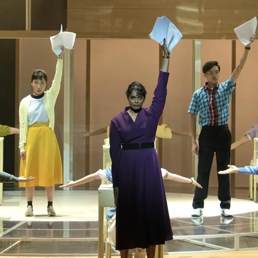 (From left) Amsden Huang makes his musical debut as Lao Jiu in The Theatre Practice's Lao Jiu: The Musical, Secondary: The Musical by Checkpoint Theatre.