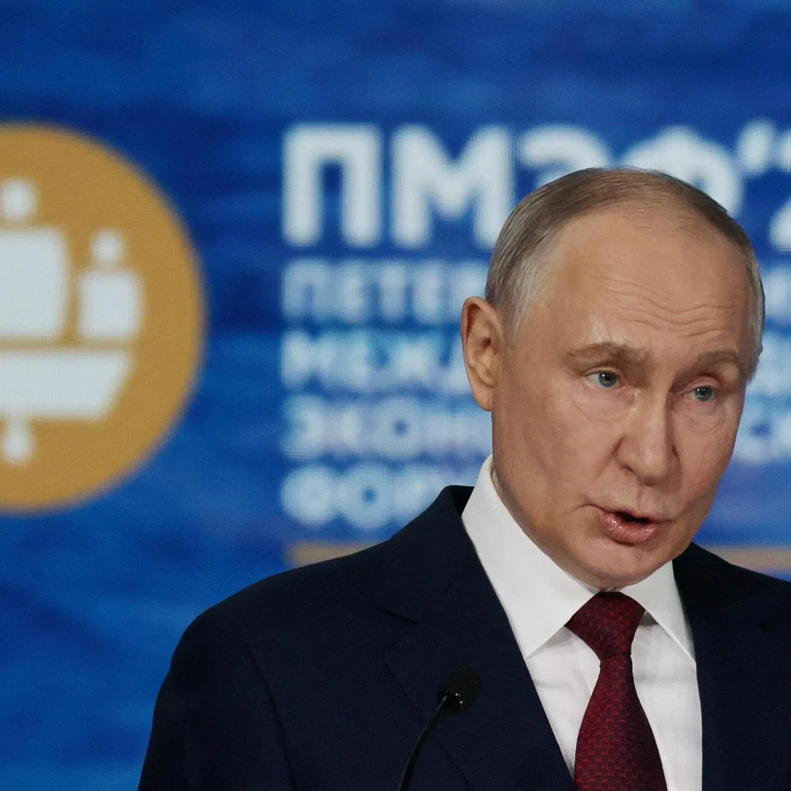 Russia's President Vladimir Putin delivers a speech during a plenary session of the St. Petersburg International Economic Forum (SPIEF) in Saint Petersburg, Russia June 5, 2026. REUTERS/Anastasia Barashkova