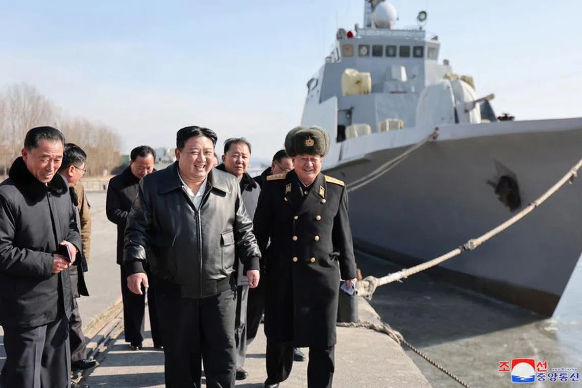 North Korean leader Kim Jong Un visits the Nampo Shipyard in North Korea in this picture released by the Korean Central News Agency on February 2, 2024. KCNA via REUTERS