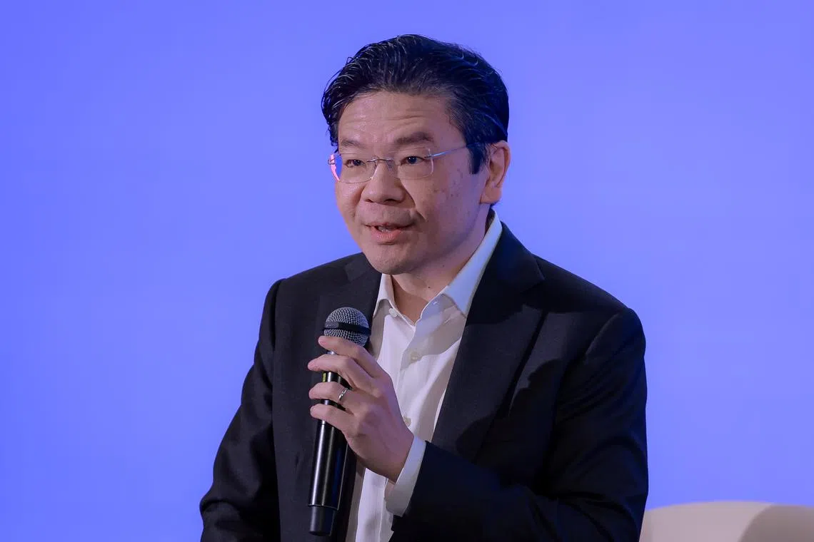 Prime Minister Lawrence Wong speaking at the Singapore Budget Symposium 2025 on March 19.
