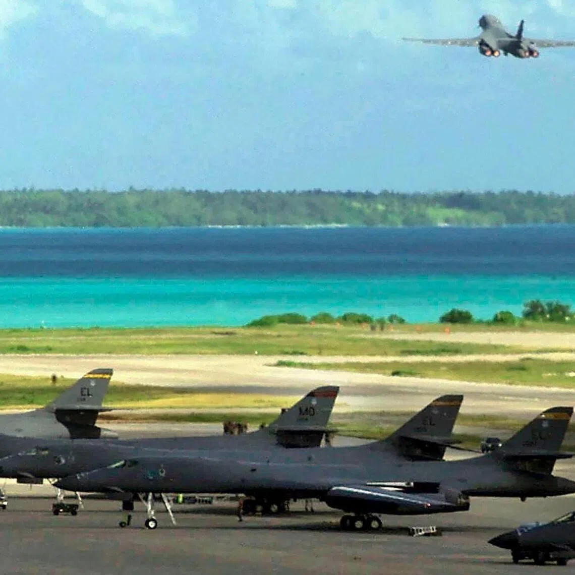 A US Air Force B-1B bomber taking off from the Diego Garcia military base on Oct 7, 2001. Britain has shelved its plan to cede sovereignty of the Chagos Islands, home to the US-British Diego Garcia air base, after it was criticised by the US.
